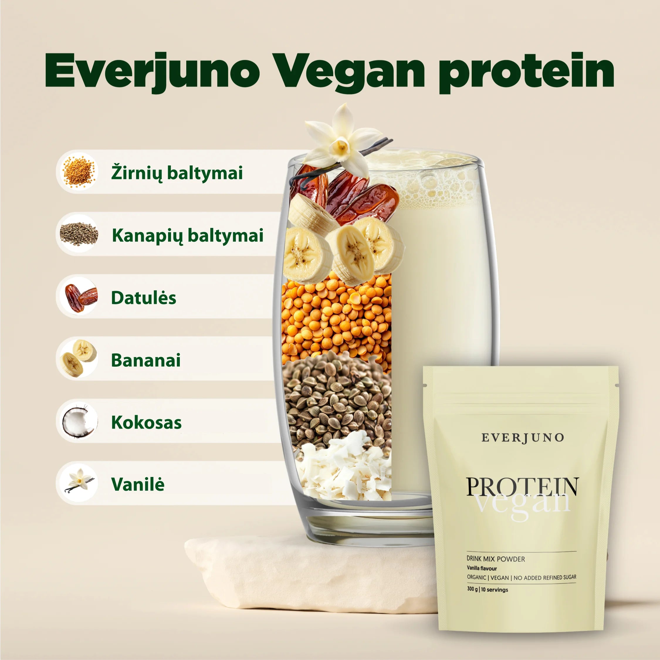 EVERJUNO Vegan Protein - Ekologiški baltymai