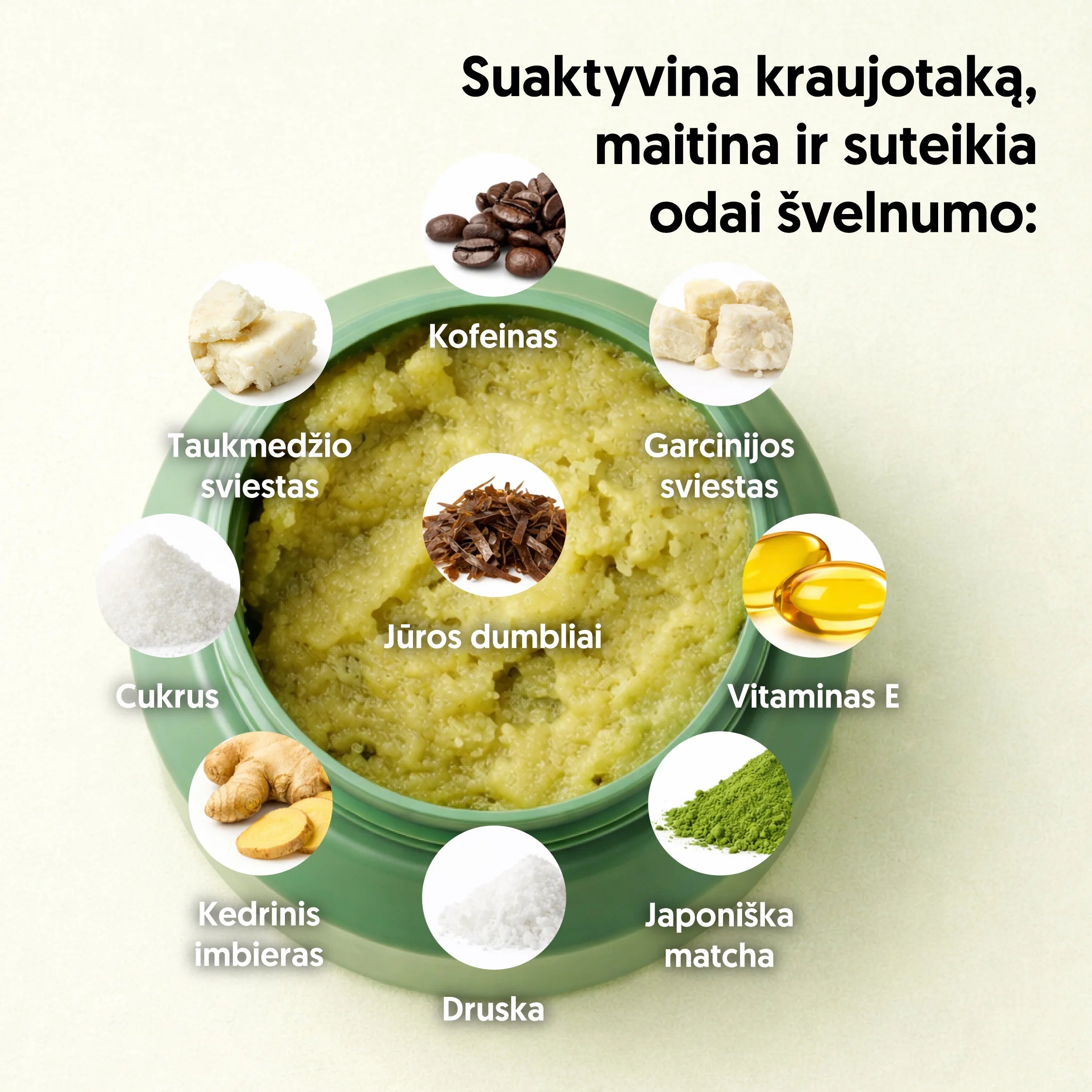 EVERJUNO Matcha Scrub - druskos šveitiklis