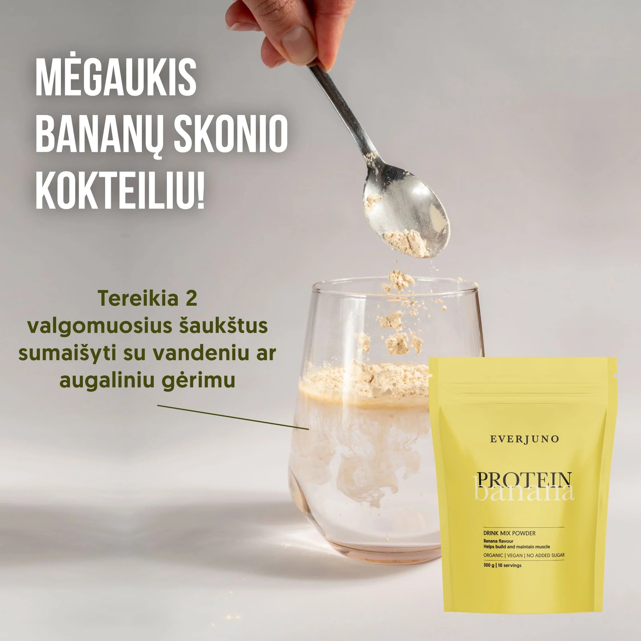 EVERJUNO Vegan Protein Banana - Ekologiški baltymai