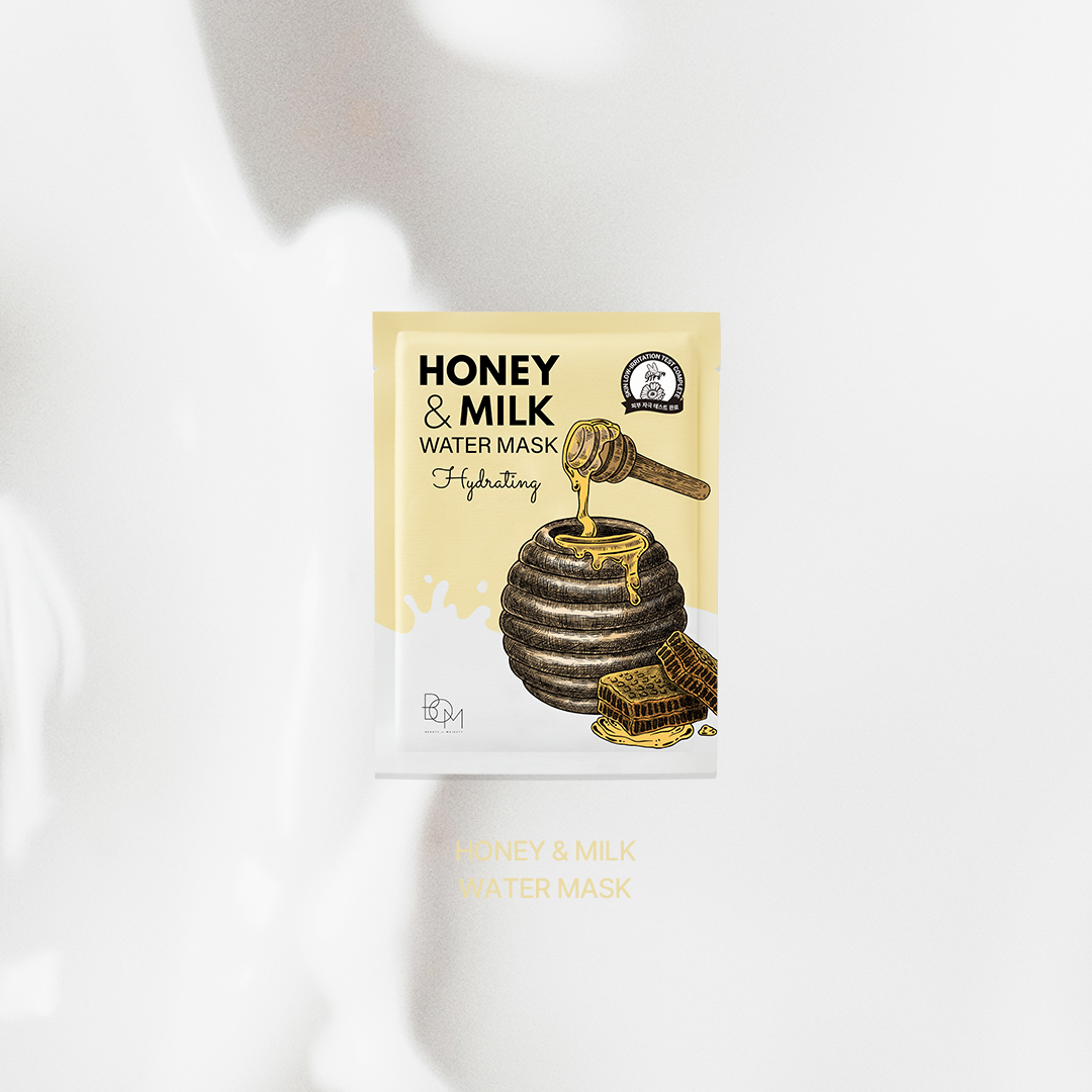 BOM Honey & Milk Water Mask - drėkinanti odą lakštinė veido kaukė, 1 vnt.