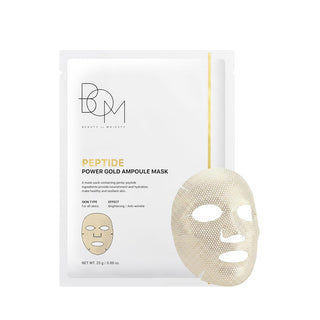 BOM Peptide Power Gold Ampoule Mask - lakštinių veido kaukių dėžutė, 5 vnt