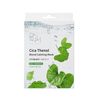 BOM Cica Thenol Blend Calming Mask - raminančios odą lakštinės veido kaukės, 10vnt
