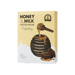 BOM Honey & Milk Water Mask - Drėkinančios odą lakštinės veido kaukės, 10vnt.