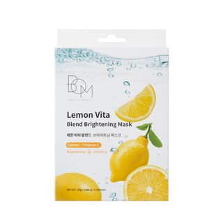 BOM Lemon Vita Blend Brightening Mask - skaistinančios odą lakštinės veido kaukės, 10vnt