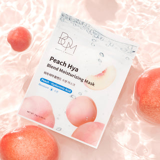 BOM Peach Hya Blend Moisturizing Mask - drėkinančios odą lakštinės veido kaukės, 10vnt