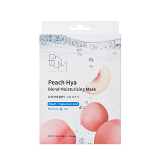 BOM Peach Hya Blend Moisturizing Mask - drėkinančios odą lakštinės veido kaukės, 10vnt
