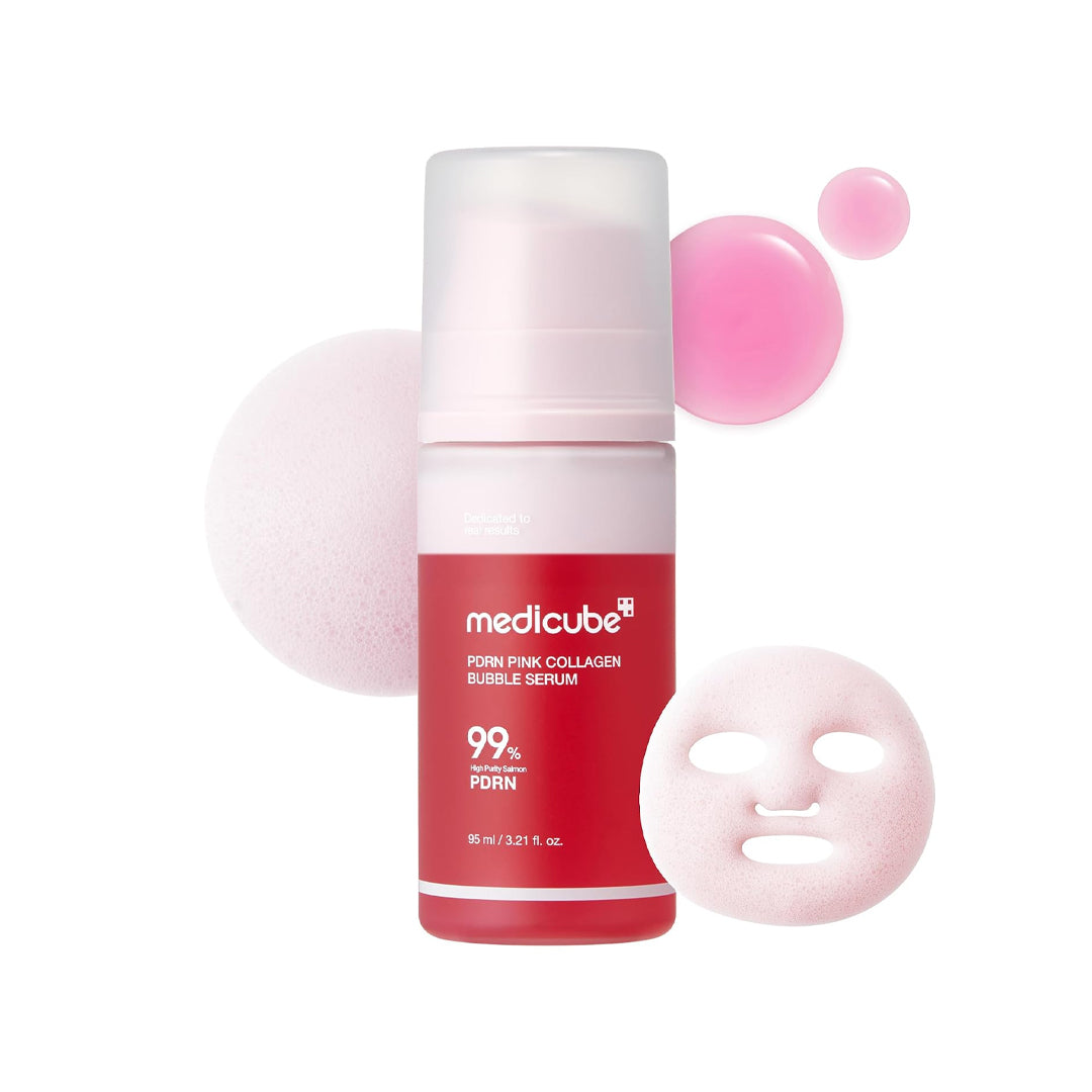 MEDICUBE PDRN Pink Collagen Bubble Serum - putojantis veido serumas su kolagenu