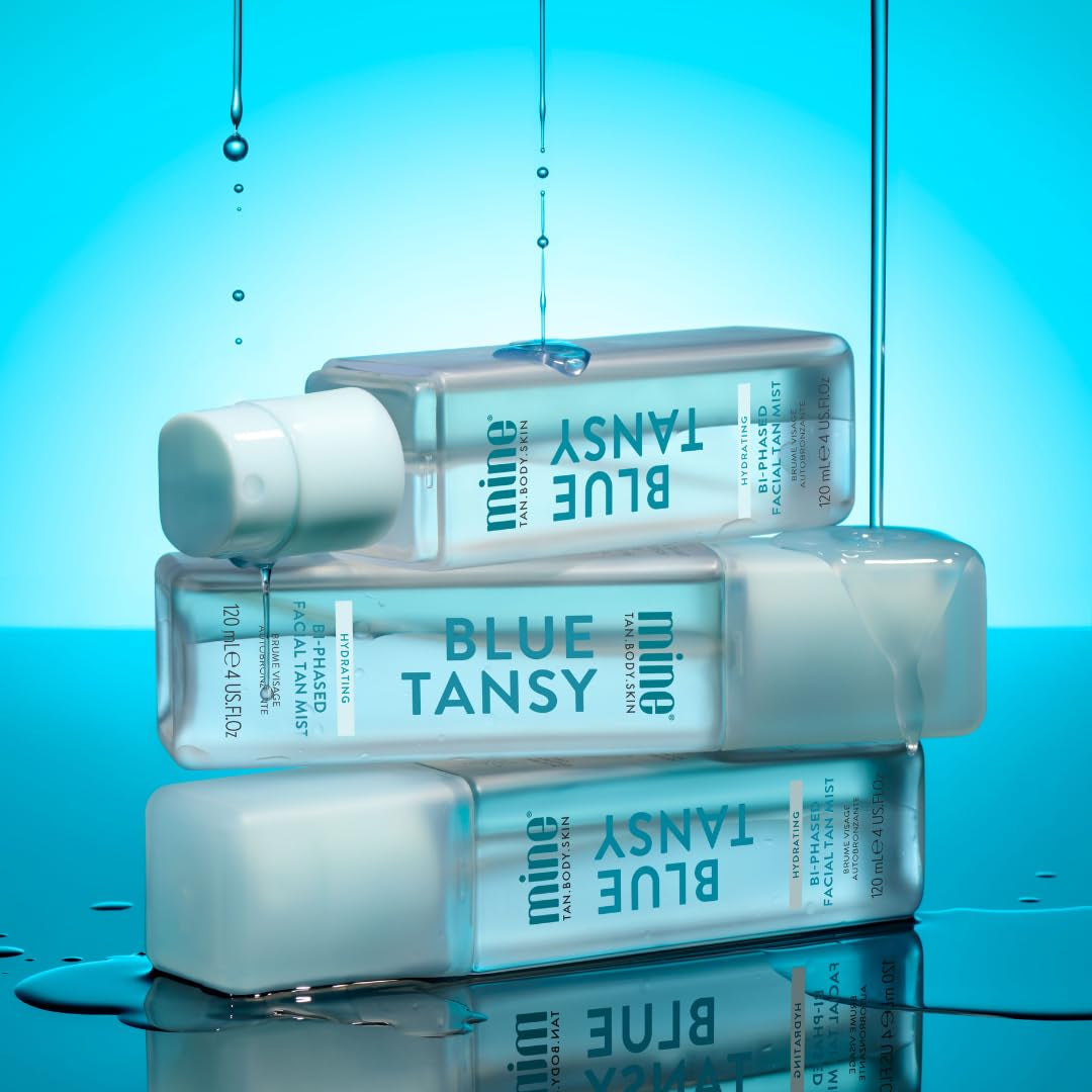 MINETAN Blue Tansy Bi-Phased Facial Tan Mist – dvifazė savaiminio įdegio dulksna veidui