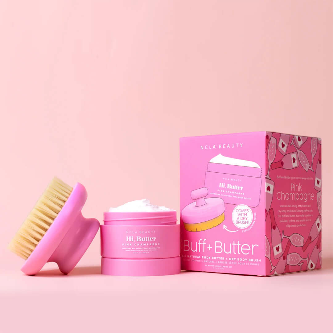 NCLA Beauty Pink Champagne Buff & Butter Body Set - kūno priežiūros rinkinys