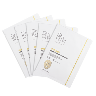 BOM Peptide Power Gold Ampoule Mask - lakštinių veido kaukių dėžutė, 5 vnt